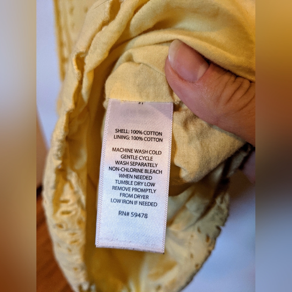 Cynthia Rowley Yellow Cotton Sleeveless Eyelet Sheath Dres sz 4 - Picture 10 of 13